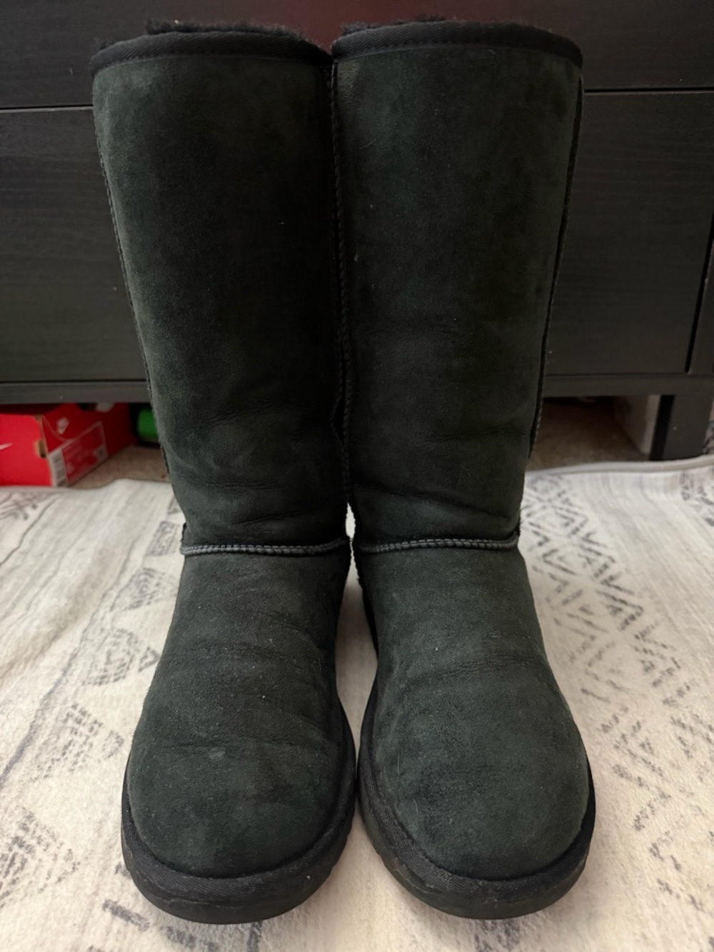 UGG Black Suede Tall Button-Back Winter Boots